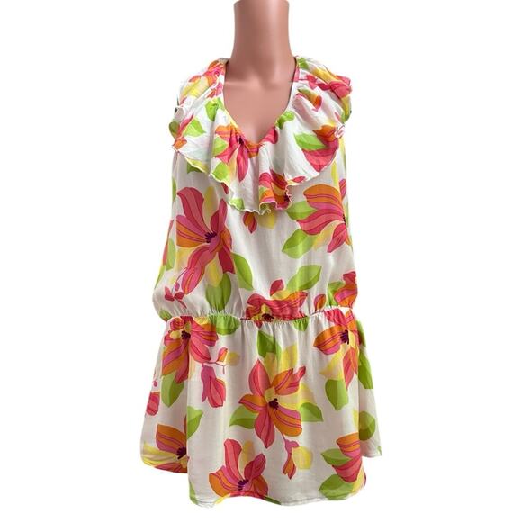 Victoria’s Secret Women S Ruffle Floral Tropical Peplum Halter Top Beach Swim - Picture 1 of 13